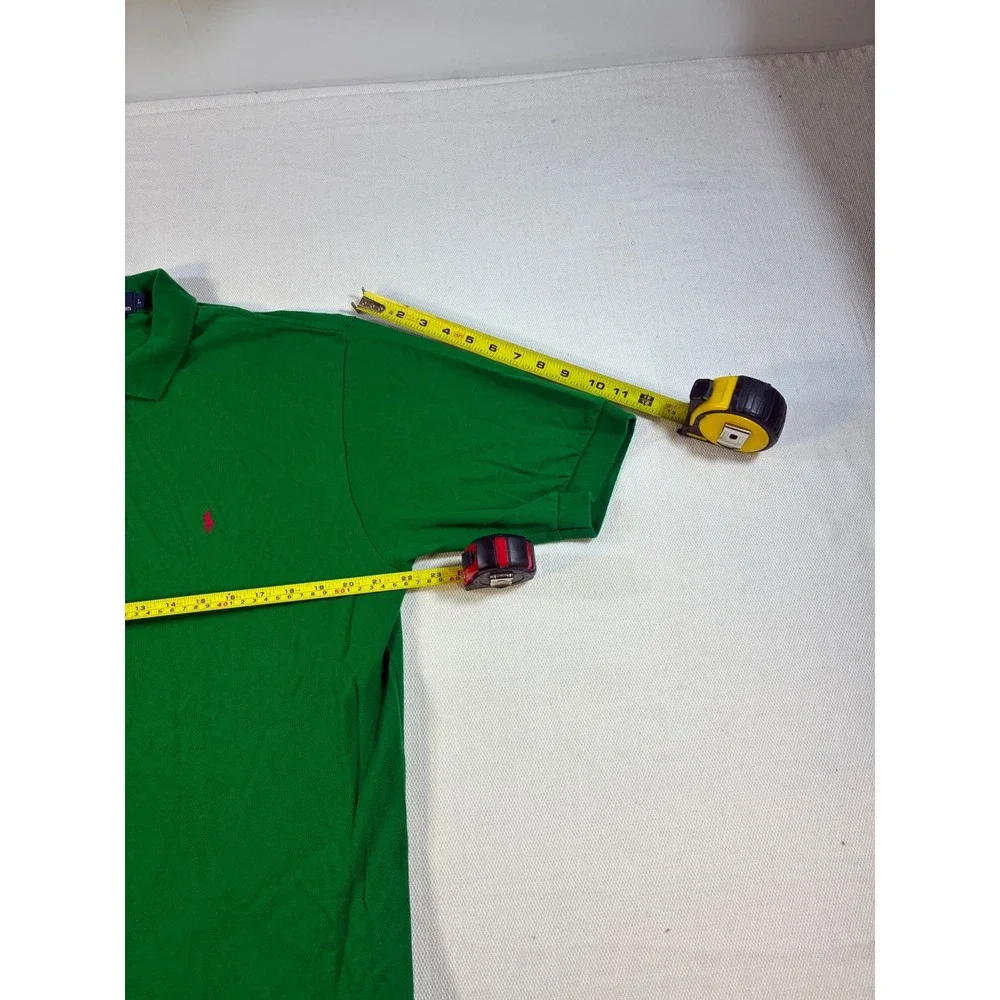 Vintage Polo Ralph Lauren Green Polo Shirt Men's Large Red Pony Logo 100% Cotton